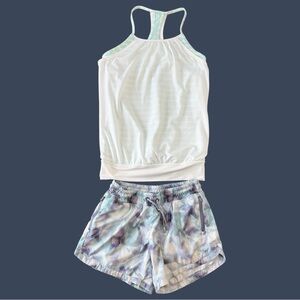 Ivivva White Athletic Tank & Athleta Shorts